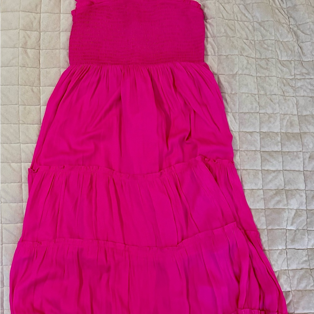 Pink Ruffled Midi Dress - Picture 2 of 5